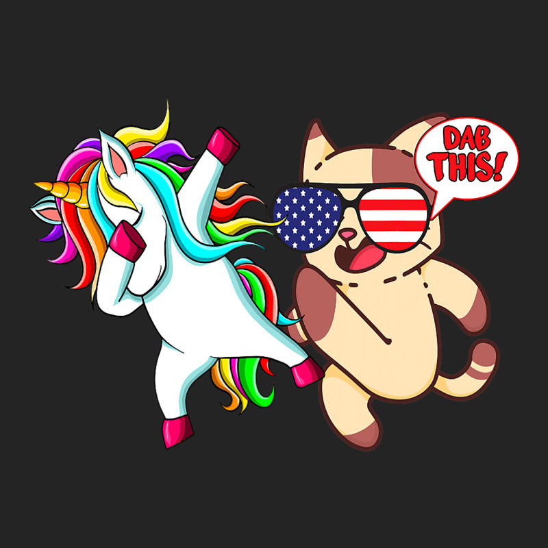 Dabbing Unicorn With Funny Angry Cat Kicking His B 3/4 Sleeve Shirt by GiovayPool | Artistshot