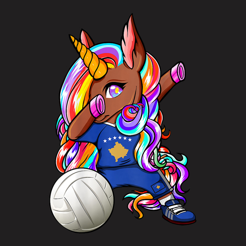 Dabbing Brown Skin Unicorn Kosovo Volleyball Fans  T-shirt | Artistshot