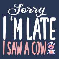 Funny Cow Sorry Im Late I Saw A Cow Lover Farmer Men Denim Jacket | Artistshot