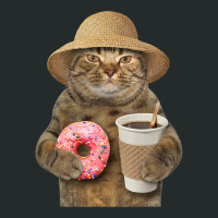 Funny Brown Cat With Coffee And Donut Women's Triblend Scoop T-shirt | Artistshot