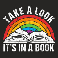 Retro Rainbow Take A Look Its In A Book Reading Bo Ladies Fitted T-shirt | Artistshot