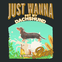 Black Tan Dachshund T  Shirt Dog Owner, Just Wanna Pet My Black & Tan Women's Triblend Scoop T-shirt | Artistshot