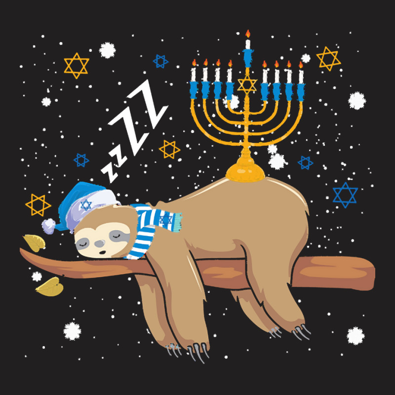 Funny Sleeping Sloth Hanukkah T  Shirt Cute Sleeping Sloth Menorah Jew T-shirt | Artistshot