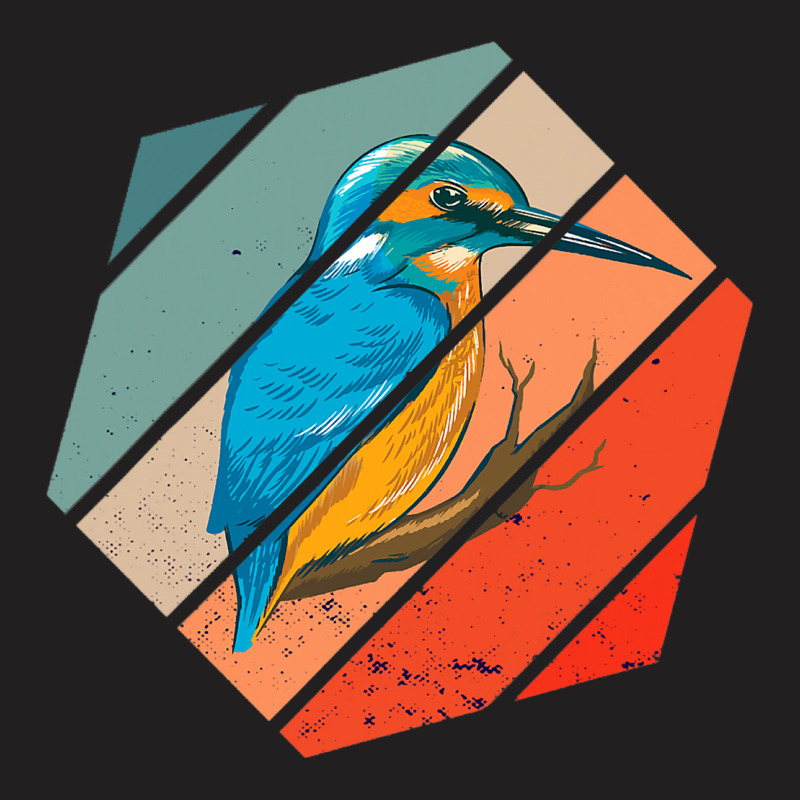 Vintage Retro Hexagon Birding Bird Watching Kingfi T-shirt | Artistshot