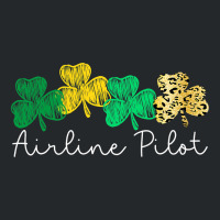 Shamrock Leopard Saint Paddys Airline Pilot St Pat Crewneck Sweatshirt | Artistshot