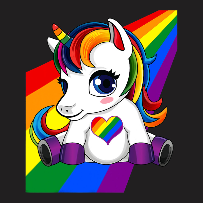 Unicorn With Lgbtq Flag Heart Lgbtq Color T-shirt | Artistshot