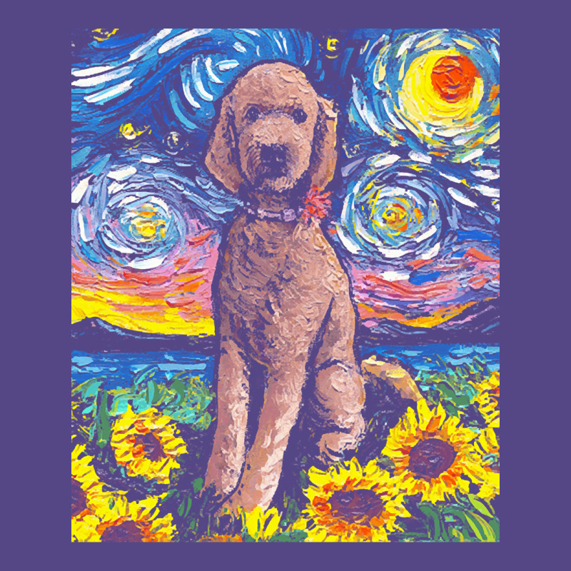 Goldendoodle T  Shirt Brown Goldendoodle Night With Sunflowers T  Shir Basic T-shirt | Artistshot