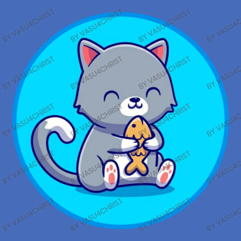 Cute Cat Holding Fish Cartoon Basic Youth T-shirt by vasu4christ | Artistshot