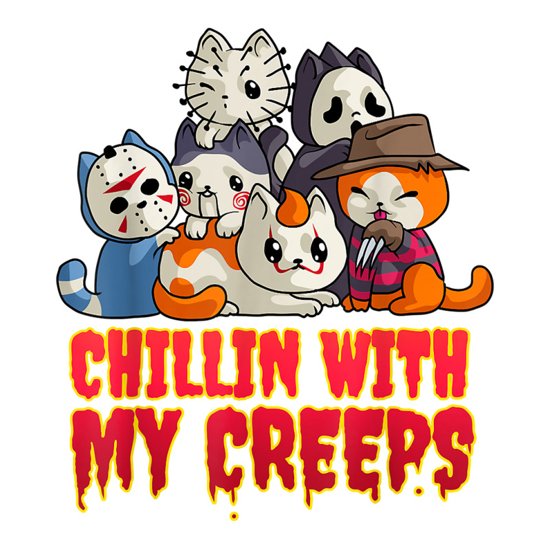 Chillin With My Creeps Funny Cat Horror Movies Serial Killer T Shirt Raglan Crop Top by darelychilcoat1989 | Artistshot