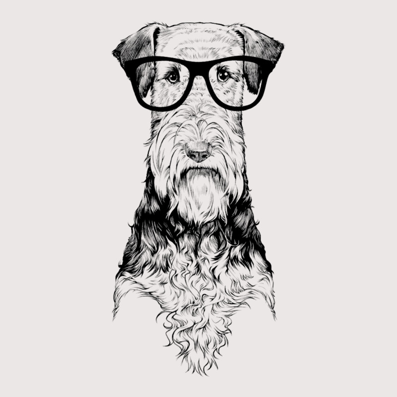 Hipster Airedale Terrier In Nerd Glasses Dog Pocket T-shirt | Artistshot