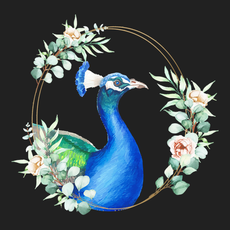 Peacock Bird Portrait T Shirtpeacock In A Floral Gold Wreath Frame T S Basic T-shirt by hegmannaugustine848 | Artistshot