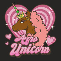 Afro Unicorn Caramel Logo Heart Sparkles V2 Ladies Fitted T-shirt | Artistshot