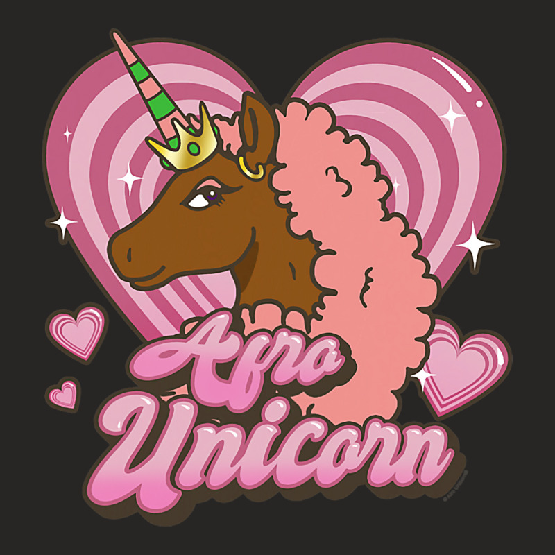 Afro Unicorn Caramel Logo Heart Sparkles V2 Ladies Fitted T-Shirt by BristolEstes | Artistshot