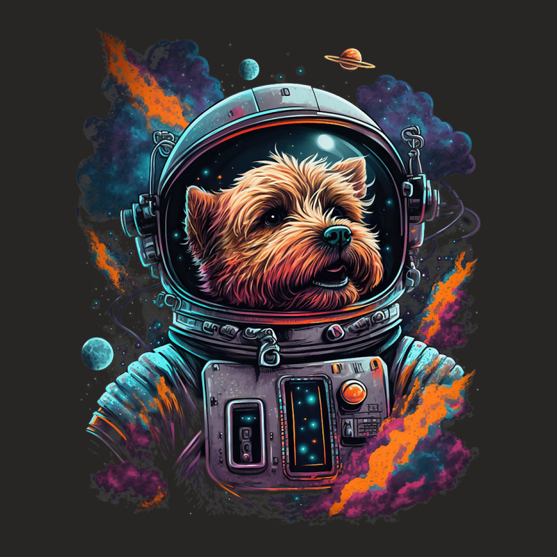 Astronaut Norfolk Terrier Dog Space Galaxy Ladies Fitted T-Shirt by JESSELEON | Artistshot