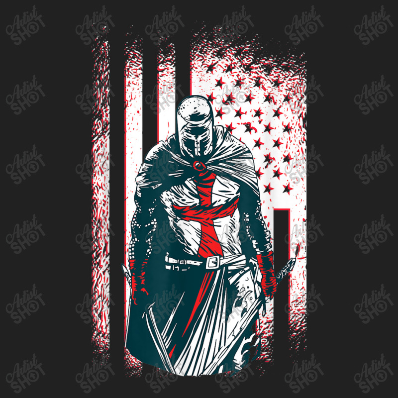 Jesus Crusader Warrior Vintage American Flag Knight Templar Basic T-shirt | Artistshot