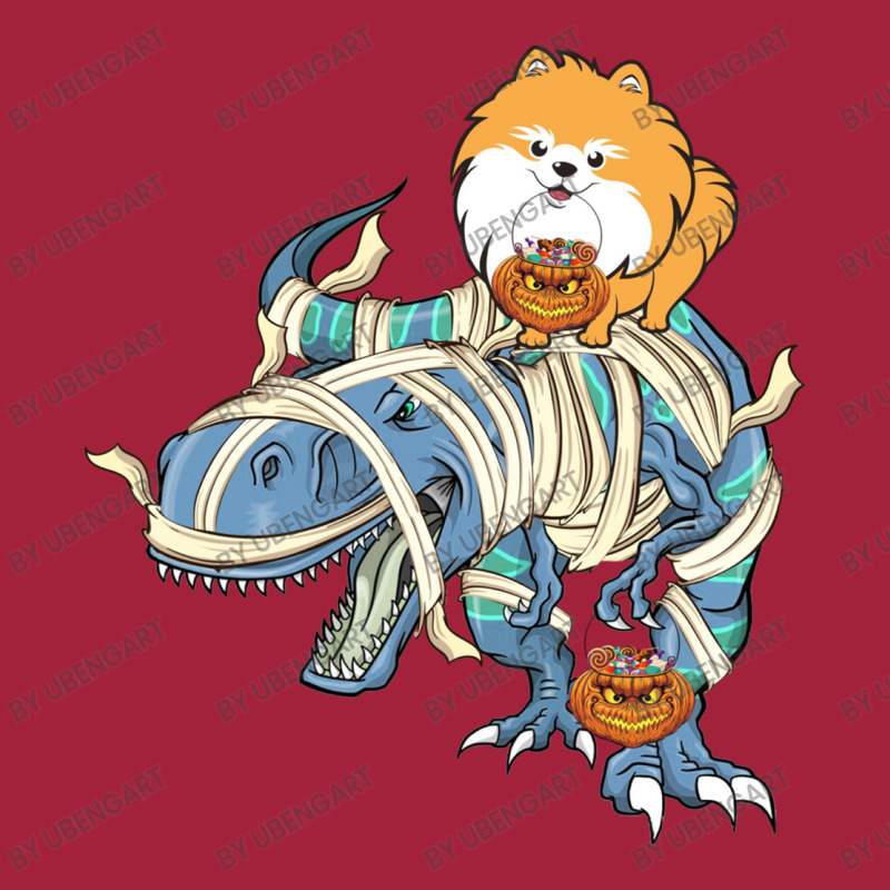 Pomeranian Riding Dinosaur Halloween Dog Basic T-shirt | Artistshot