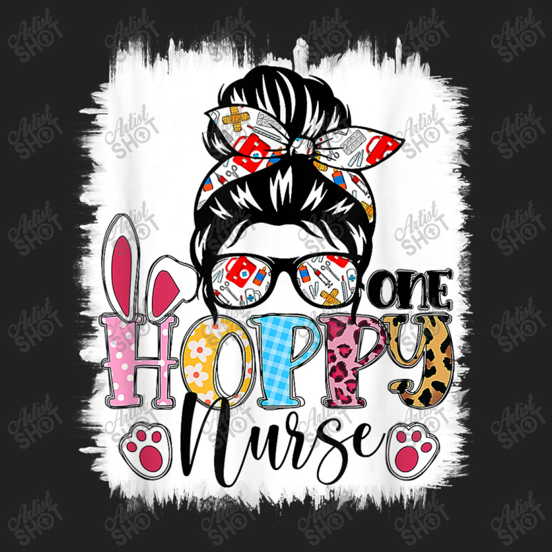 Bleached One Hoppy Registered Nurse Messy Bun Easter Bunny Basic Youth T-shirt | Artistshot