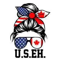 Messy Bun Useh American Canadian Canada Day Mom T Shirt Raglan Crop Top | Artistshot