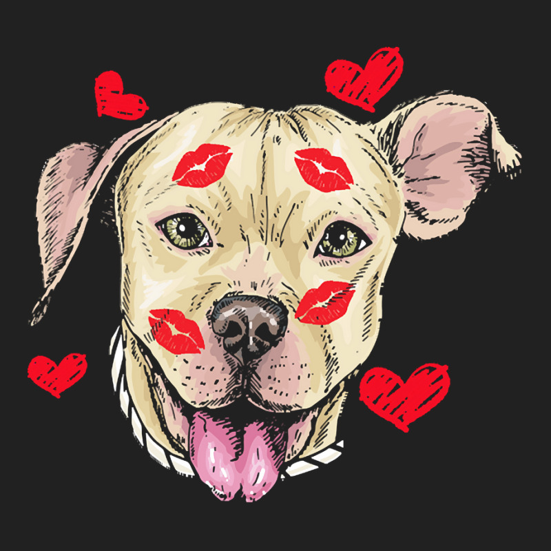 Valentines Day T  Shirt Cute Pitbull Dog Hearts Funny Valentine's Day Basic T-shirt | Artistshot