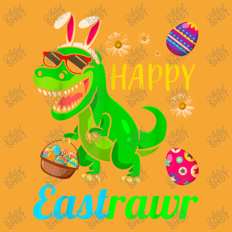 Happy Eastrawr Dinosaur With Bunny Ears And Eggs Basket Basic T-shirt by asilamiraty | Artistshot