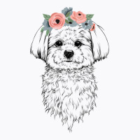 Maltese With Floral Headband Dog Mom T-shirt | Artistshot