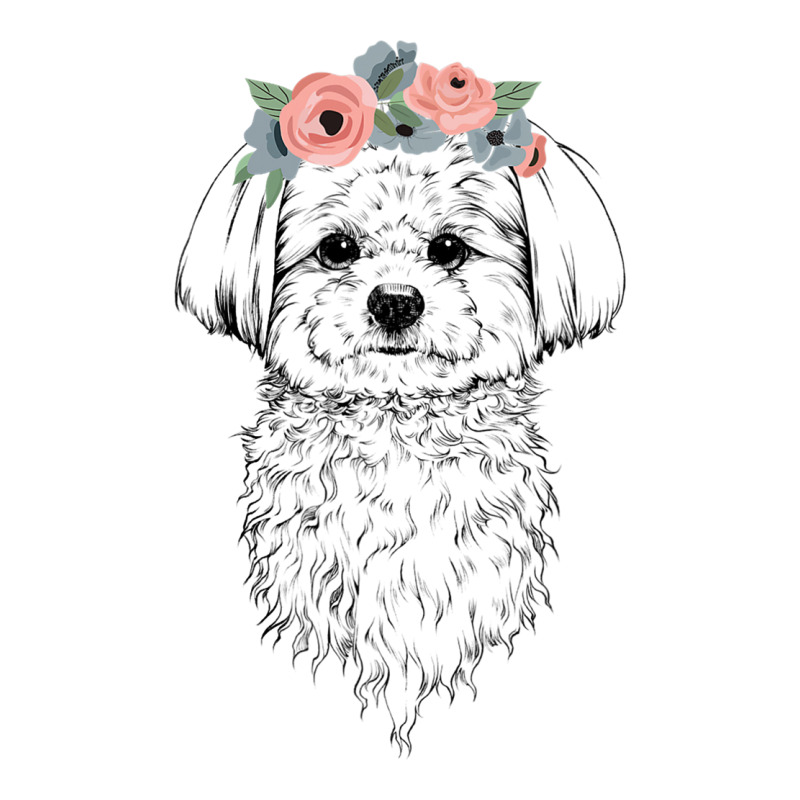 Maltese With Floral Headband Dog Mom Long Sleeve Shirts | Artistshot