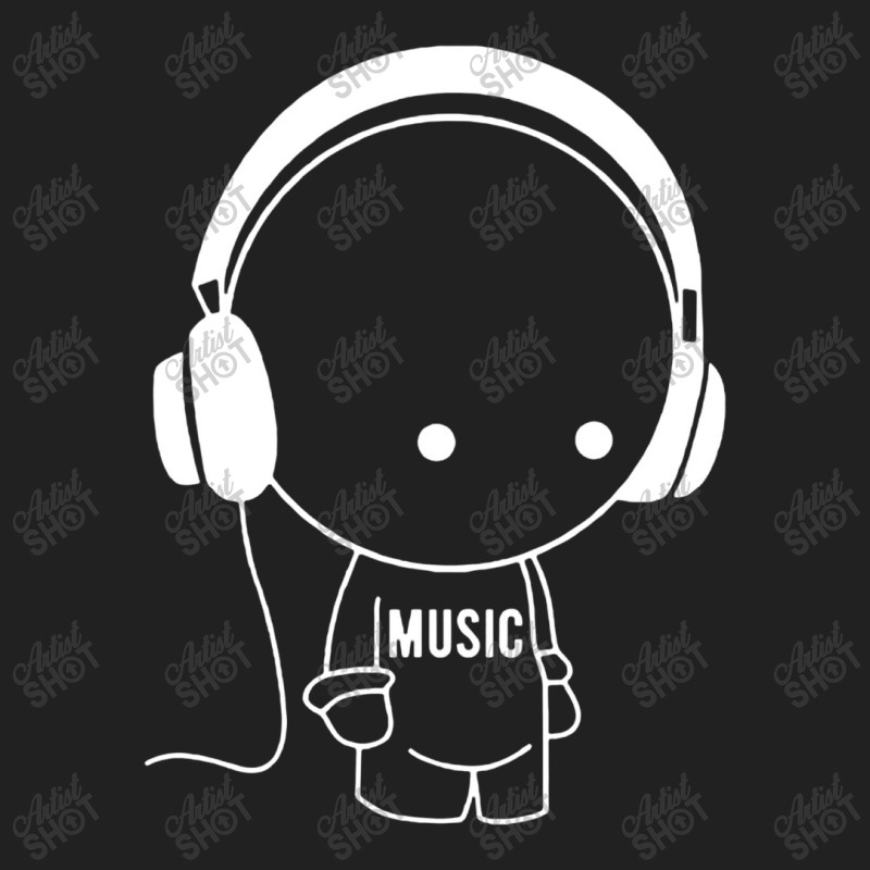 Music Character With Headphones Basic T-shirt by netintern | Artistshot