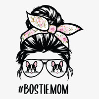 Bostie Mom Messy Bun Hair Glasses Boston Terrier M Ladies Fitted T-shirt | Artistshot