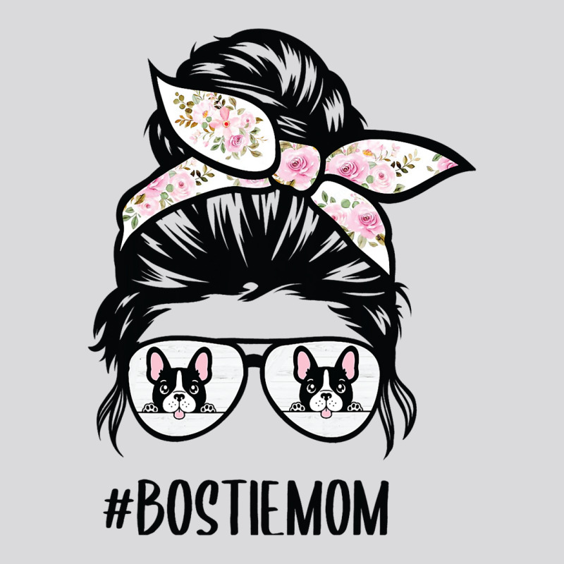 Bostie Mom Messy Bun Hair Glasses Boston Terrier M Women's Triblend Scoop T-shirt by LEVICARTAGENA | Artistshot