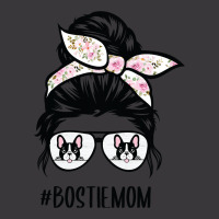 Bostie Mom Messy Bun Hair Glasses Boston Terrier M Ladies Curvy T-shirt | Artistshot