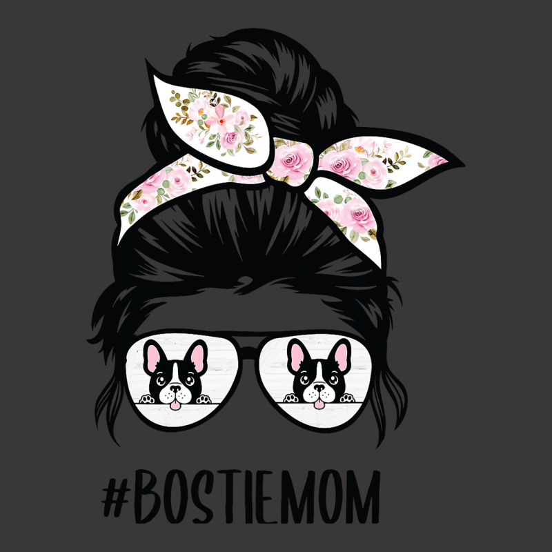 Bostie Mom Messy Bun Hair Glasses Boston Terrier M Ladies Curvy T-Shirt by LEVICARTAGENA | Artistshot