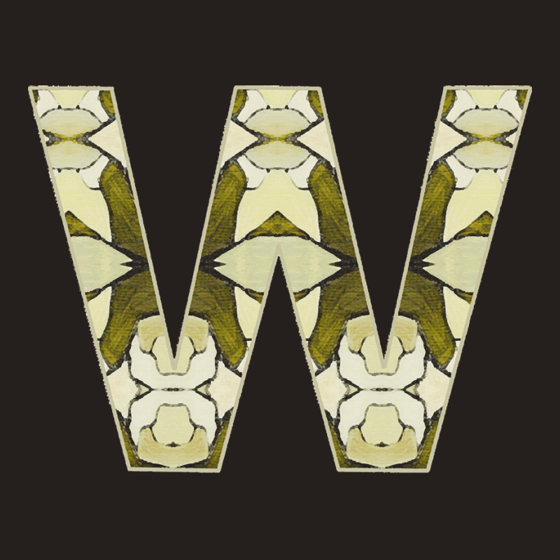 Letter W T  Shirt Letter W Monogram Olive Green Abstract Pattern Paint Tank Top | Artistshot