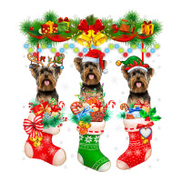 Three Santa Reindeer Elf Yorkshire Terriers In Xmas Socks Raglan Crop Top | Artistshot