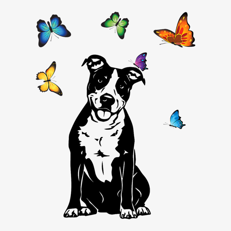 American Staffordshire Terrier Butterflies Amstaff Ladies Fitted T-Shirt by YarielHaskel | Artistshot