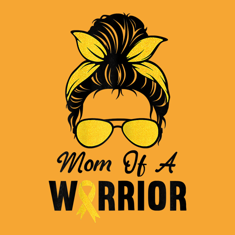 Womens Childhood Cancer Shirt Awareness Mom Of A Warrior Messy Bun T S Basic T-shirt | Artistshot