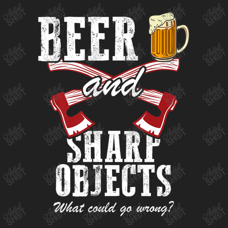 Lumberjack Beer And Sharp Objects Axe Throwing Funny Lumberjack Dad Basic T-shirt | Artistshot