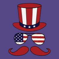 Top Hat - Sunglasses - Mustache - American Flag Patriotic Basic T-shirt | Artistshot