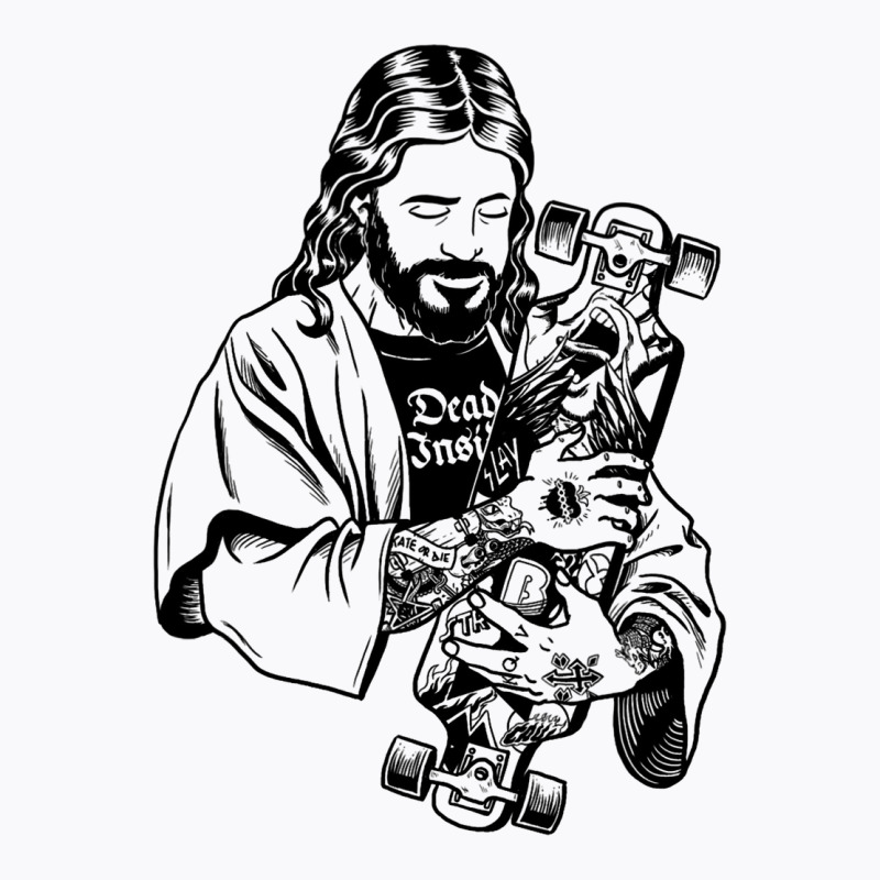 Badass Jesus Punk With Tattoos Loves Skateboard An T-shirt | Artistshot