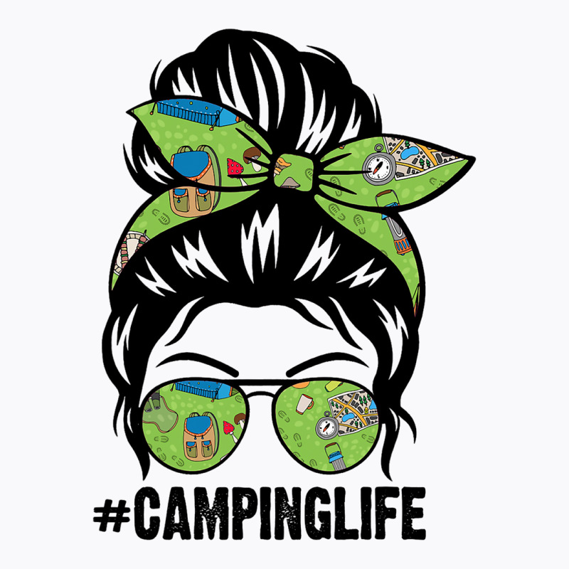 Camping Life Messy Bun Hair Camping Lovers Womens T-shirt | Artistshot