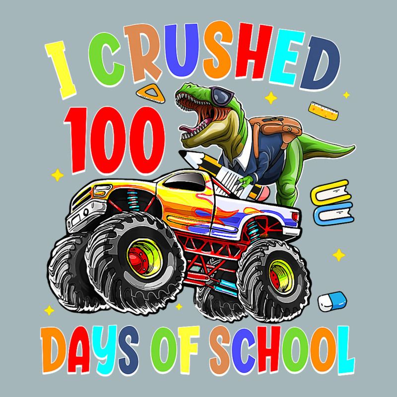 I Crushed 100 Days Of School Dinosaur Monster Truc Unisex Sherpa-lined Denim Jacket | Artistshot