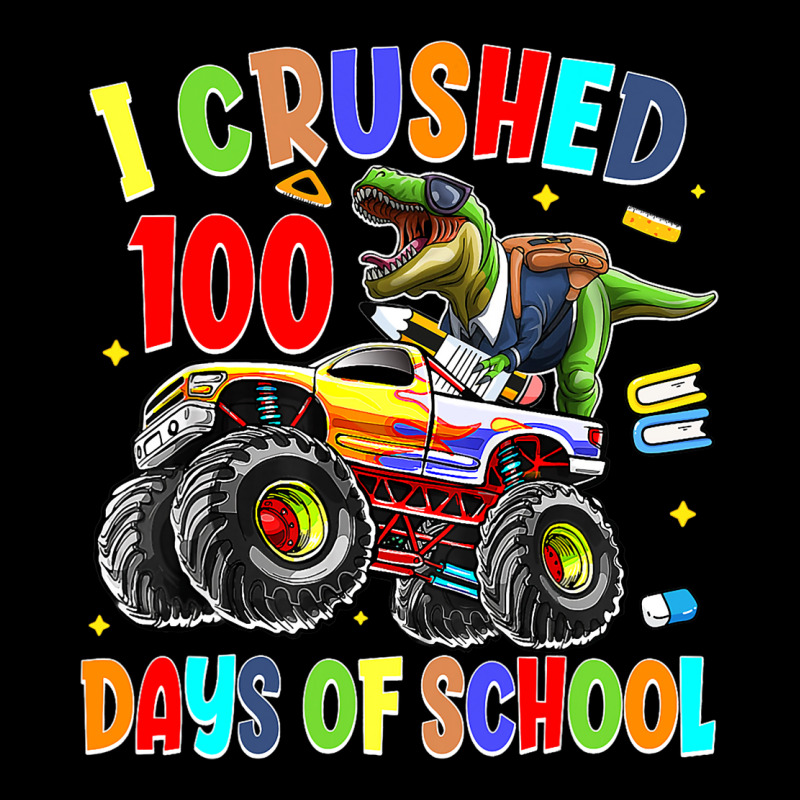 I Crushed 100 Days Of School Dinosaur Monster Truc Pocket T-shirt | Artistshot