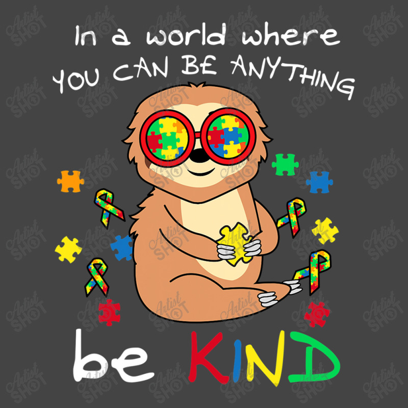 Be Kind Sloth Puzzle Piece Cool Autism Awareness Basic T-shirt by mrlee | Artistshot