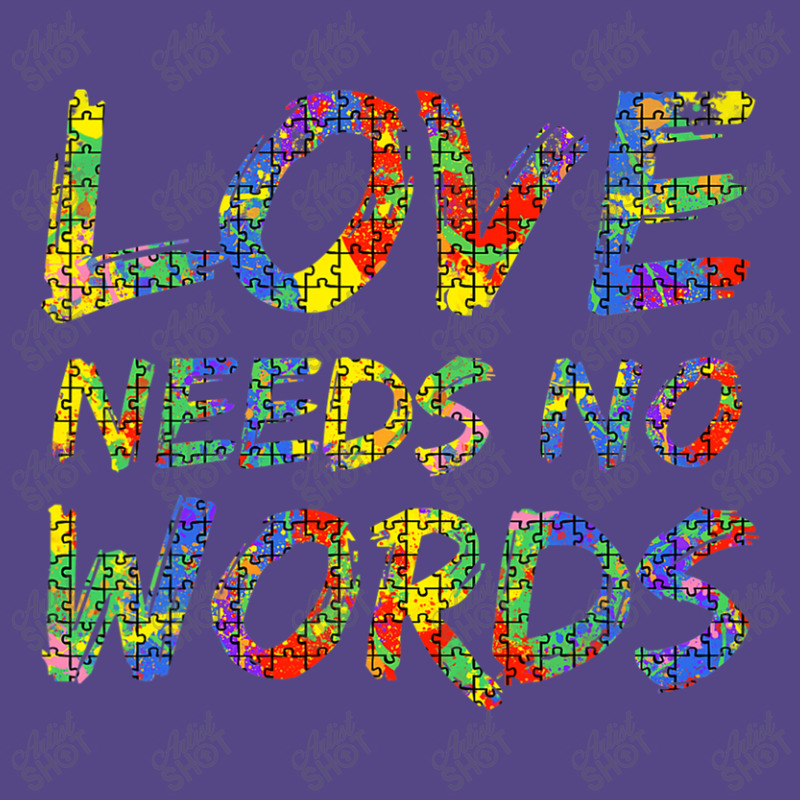 Colorful Autism Puzzle Piece Love Needs No Words Basic T-shirt by mrlee | Artistshot