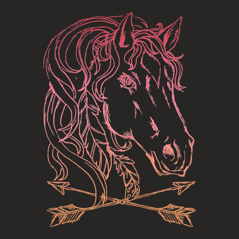 Horse Drawing Sketch Arrows And Feathers Ladies Fitted T-Shirt by FriedBarcia | Artistshot