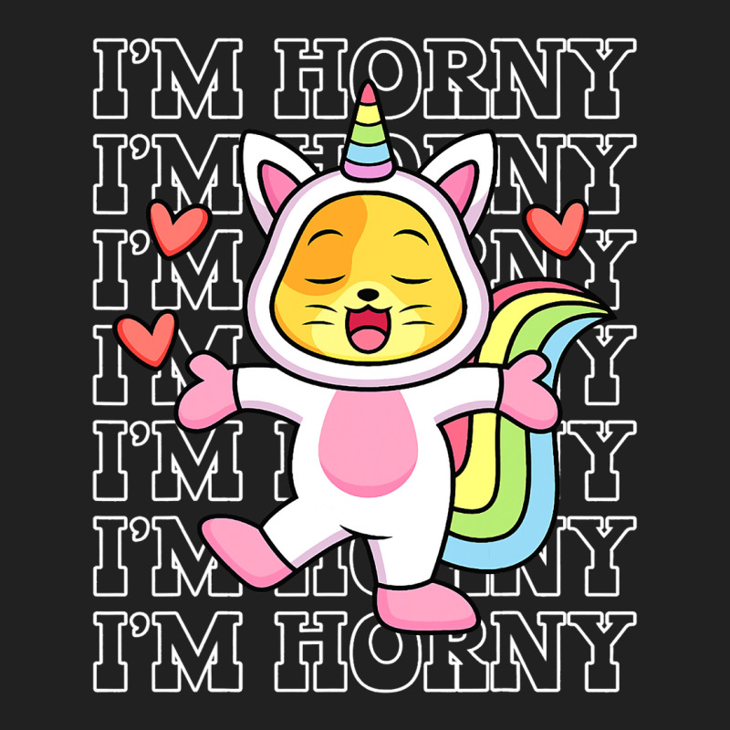 Im Horny Funny Unicorn Pun Horn Kawaii Cat 2 Basic T-shirt | Artistshot