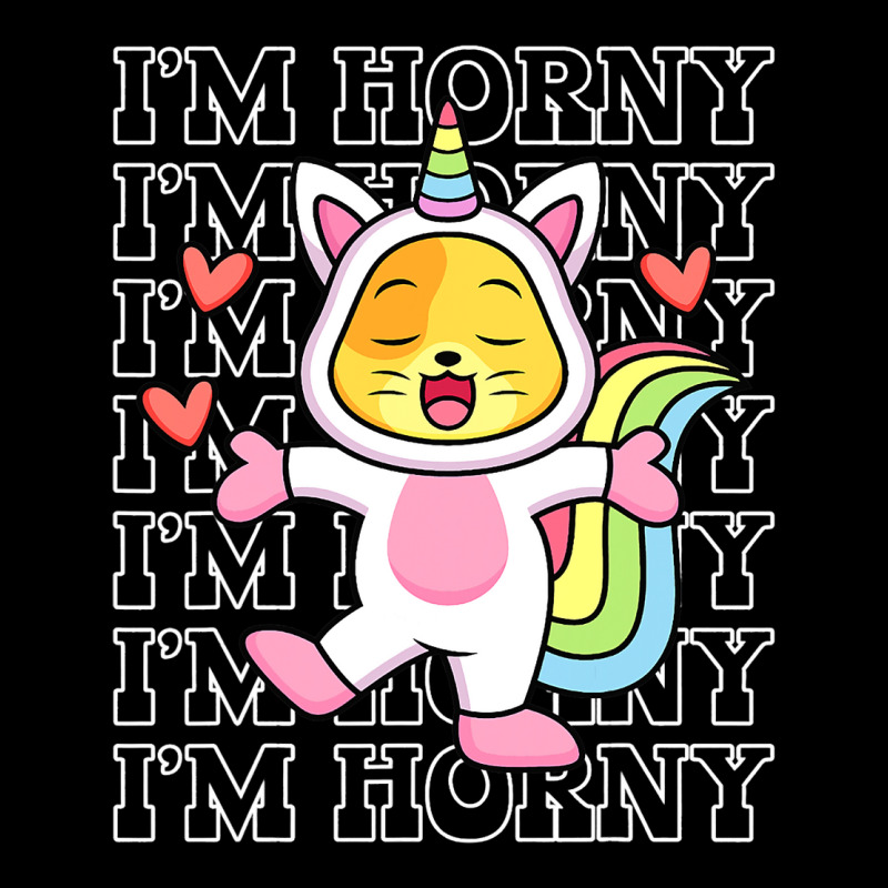 Im Horny Funny Unicorn Pun Horn Kawaii Cat 2 Pocket T-shirt | Artistshot