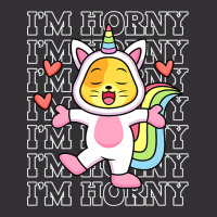 Im Horny Funny Unicorn Pun Horn Kawaii Cat 2 Vintage Hoodie | Artistshot