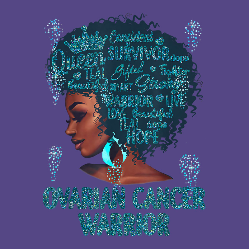 Black Woman Afro African Ovarian Cancer Warrior Teal Gifts T Shirt Basic T-shirt | Artistshot