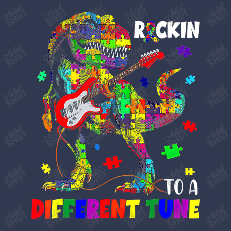 Rockin To A Different Tune Autism Awareness Trex Dinosaur Basic T-shirt by LeiThompson | Artistshot