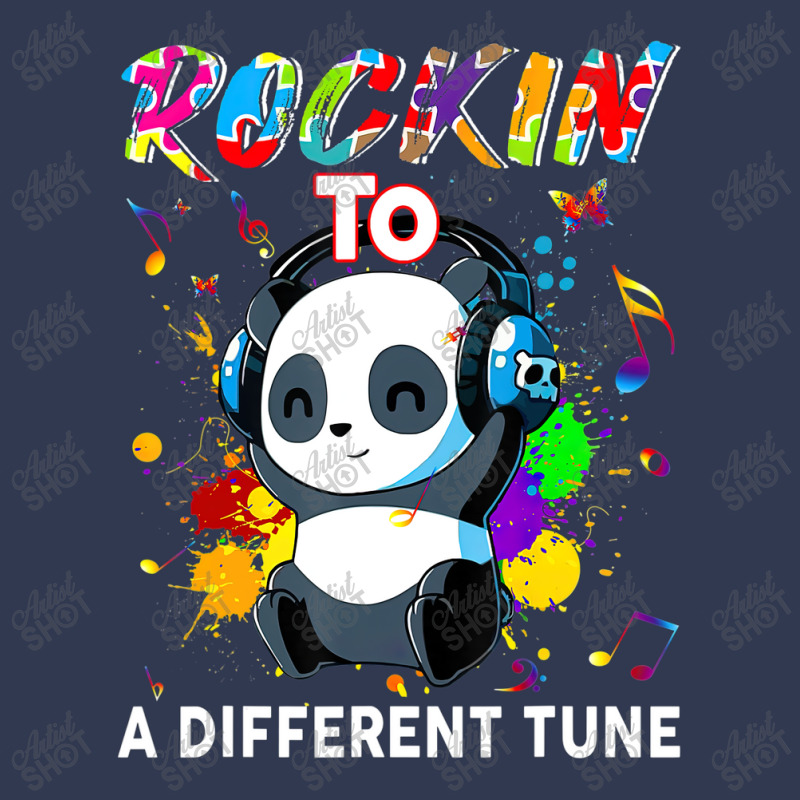 Rockin To A Different Tune Panda Autism Awareness Basic T-shirt by LeiThompson | Artistshot